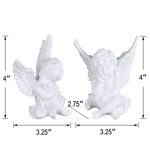 orenm 2 Pack Resin Cherubs White Angel Statue Figurine, Garden Sleeping Cherub Statue Sculpture Indoor Outdoor Home Decoration, Cute Adorable Angle Sculpture Memorial Statue(4" Height) (White)