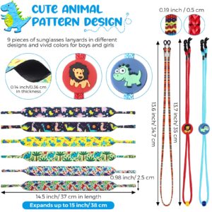 Frienda 9 Pcs Kids Eyeglass Straps Neoprene Nonslip Kids Sunglasses Holder Lanyard Retainer Animal Theme Sport Adjustable Eyewear Retainer for Boys Girls