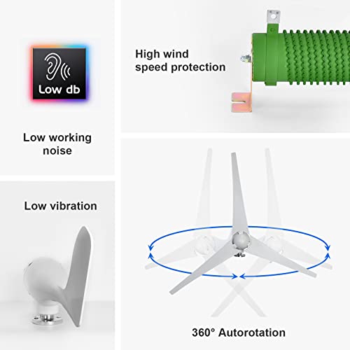 ECO-WORTHY 400W Wind Turbine Generator Power Kit (New Upgrade) with 40A PWM Solar Wind Hybrid Controller for Home/Monitoring/Streetlight/Boat/Solar Wind System