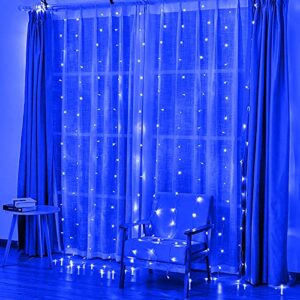 YEOLEH String Lights Curtain,USB Powered Fairy Lights for Bedroom Party,8 Modes & IP64 Waterproof Ideal for Garden,Patio (Blue,7.9Ft x 5.9Ft)