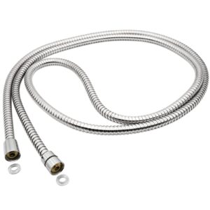 Metal Shower Hose Replacement，96 inch Extra Long Chrome Handheld Shower Head Hose - Lightweight And Flexible