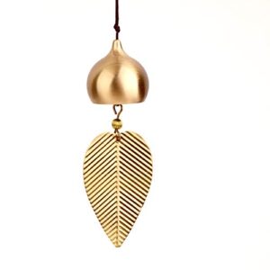 gold leaf hanging bell good luck bell wind chime home window decoration bell for wealth and safe pendant chinese feng shui bell