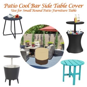 Cozzka Patio Cool Bar Side Table Cover for Keter 7.5 Gallon Cool Bar Waterproof Patio Cooler Bar End Table Cover for small Outdoor Side Tables (Round, 21" Dia x 23" H), Beige