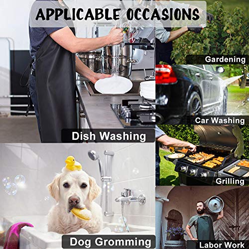 GNJCV Chemical Resistant PVC Apron - Black Plus Size Unisex Waterproof Vinyl Aprons for Dish washing,Dog Grooming,Gardening,Fish Cleaning（Pack of 1