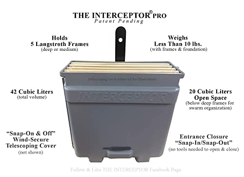 Honeybee Swarm Trap-THE INTERCEPTOR PRO Complete Kit ASSEMBLED With Frames, Foundation, Lure & REAL Beeswax Coating (also includes tree strap & hooks)