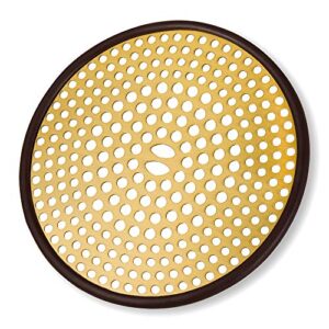 304 stainless steel hair catcher shower drain cover with silicone, shower stall drain strainer, bathtub hair stopper, bathroom hair trap floor drain protector, brushed gold brass 4.33 inch round flat