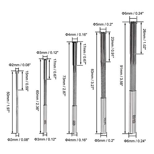 uxcell Chucking Reamer Set Lathe Machine Reamer Straight Flute Milling Cutter High Speed Steel H8 Tolerance (2mm 3mm 4mm 5mm 6mm 7mm 8mm 9mm 10mm) 9pcs