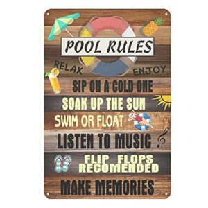 jacevoo metal signs pool rules tin sign vintage pool patio wall decoration outdoor swimming pool sign 12x8 inch