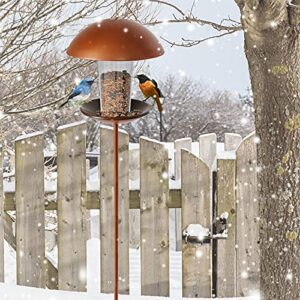 Goodeco Bird Feeders with Pole - Metal Bird feeders for Outside Wild Birds in Yard,Backyard,Patio Outdoor Garden Decor,Grandpa/Grandma Gifts,Gift idea 7.8x55.8 inch (Round)