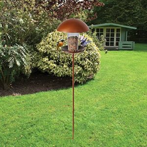 Goodeco Bird Feeders with Pole - Metal Bird feeders for Outside Wild Birds in Yard,Backyard,Patio Outdoor Garden Decor,Grandpa/Grandma Gifts,Gift idea 7.8x55.8 inch (Round)