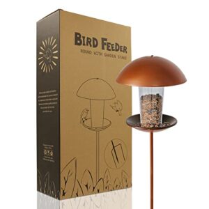 Goodeco Bird Feeders with Pole - Metal Bird feeders for Outside Wild Birds in Yard,Backyard,Patio Outdoor Garden Decor,Grandpa/Grandma Gifts,Gift idea 7.8x55.8 inch (Round)