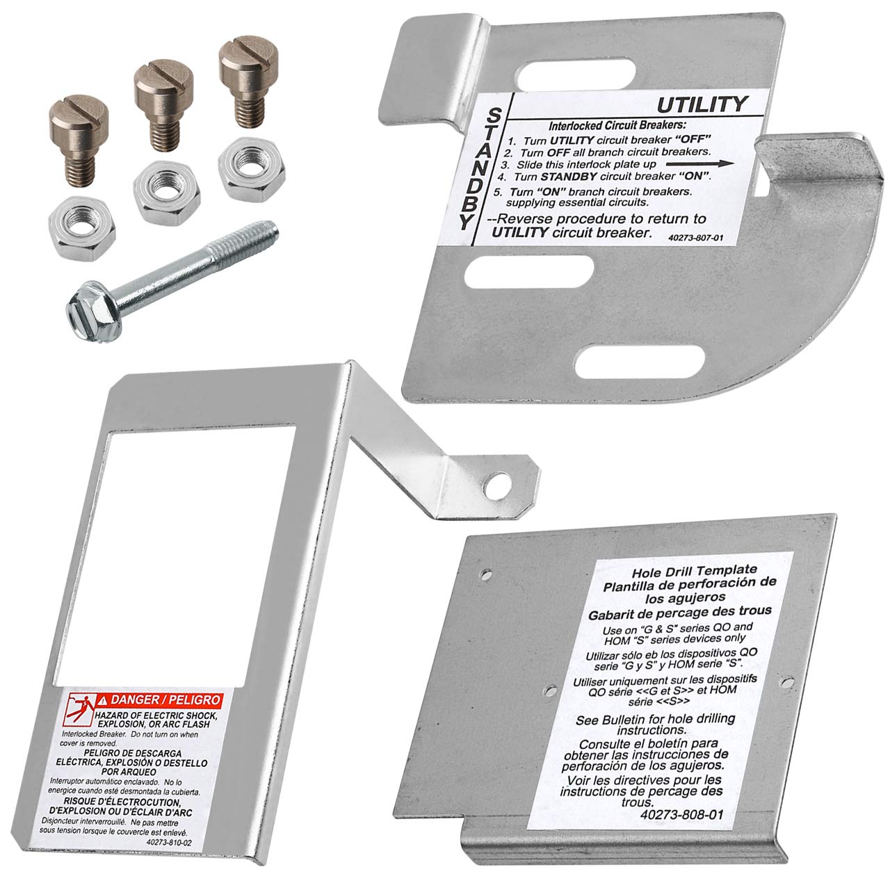 Generator Interlock Kit Compatible with Square D Electric HOMCGK2C Homeline Cover Generator and QOM2 Frame Size Main Breaker Interlock Kit