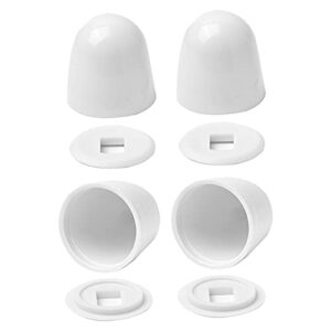 4packs universal toilet bolt caps, round plastic push-on toilet bowl bolt caps covers, with extra washers for easy installation, 1.44 inch height, white color