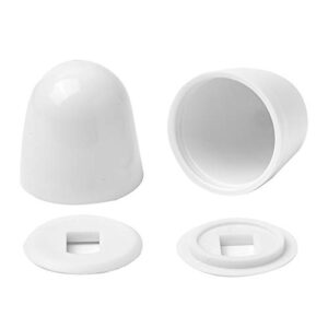 4Packs Universal Toilet Bolt Caps, Round Plastic Push-On Toilet Bowl Bolt Caps Covers, with Extra Washers for Easy installation, 1.44 Inch Height, White Color