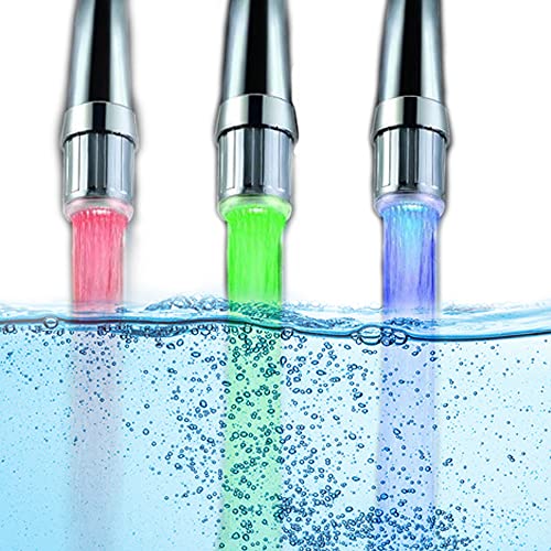 3 Pack 3-Color LED Water Faucet Temperature Sensor - Fancy Gradient Thermal Detector Color Changing Faucet by Varied Water Temperature, Utility Sink Tap Replacement Part for Kitchen, Bathroom