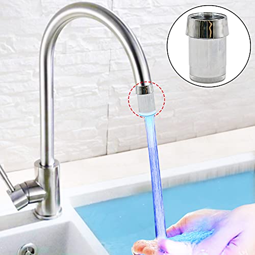 3 Pack 3-Color LED Water Faucet Temperature Sensor - Fancy Gradient Thermal Detector Color Changing Faucet by Varied Water Temperature, Utility Sink Tap Replacement Part for Kitchen, Bathroom