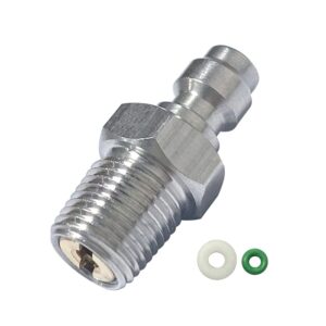 universal 8mm quick-disconnect plug adapter, stainless steel 1/8" npt male thread pcp paintball charging fittings with sealing o-ring
