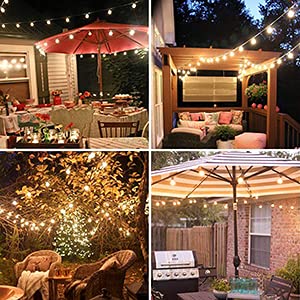 BRTLX Outdoor String Lights, 100FT LED G40 Weatherproof Patio Lights with 50+2(Spare) Waterproof Backyard Shatterproof Hanging Lights String Commercial for Balcony Birthday Party