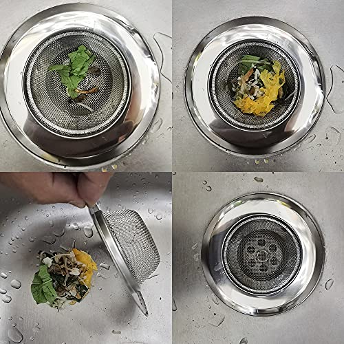 3PCS Kitchen Sink Strainer - Stainless Steel, Large Wide Rim 4.5" Diameter Kitchen Sink Strainer Basket Catcher Wide Rim Perfect for Most Sink Drains, Anti-Clogging Micro Perforation Holes, Rust Free