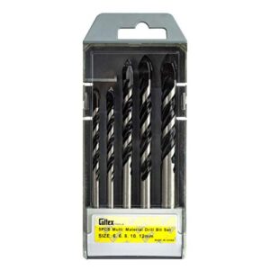 cuttex tools multi-material drill bit set, 5 pcs heavy duty multipurpose tungsten carbide tip most common sizes (6, 6, 8, 10, 12mm), for drilling in tile, glass, mirror, concrete, wood, and plastic