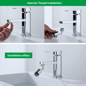 Unecrin Faucet Extender,720 Degree Universal Splash Filter Faucet, Dual Function Swivel Sink Chrome Faucet Attachment for Face Washing, Eyewash, and Gargle, and Bathroom or Kitchen.