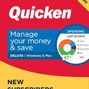 Quicken Deluxe NEW Subscriber Personal Finance – Manage your money with your First Year Subscription to Quicken (Windows/Mac)