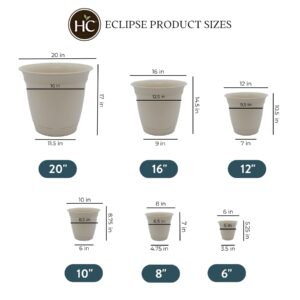 The HC Companies 8 Inch Eclipse Round Planter with Saucer - Indoor Outdoor Plant Pot for Flowers, Vegetables, and Herbs, Cottage Stone