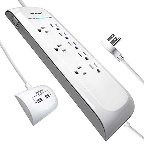 Digital Energy 8 Outlet 4200 Joules 25 FT Surge Protector Power Strip with Separated 2 USB Ports Strip