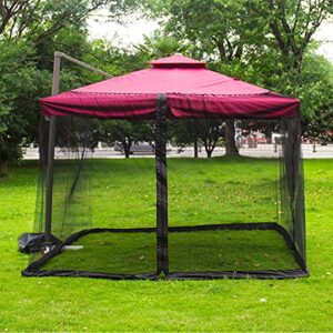 LooDro Square Patio Umbrella Mosquito Nets 10 x 10 x 7.5ft,Polyester Umbrella Netting with Zipper Door and Adjustable Rope,Fits 8-10ft Outdoor Umbrellas and Patio Tables (Black)