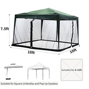 LooDro Square Patio Umbrella Mosquito Nets 10 x 10 x 7.5ft,Polyester Umbrella Netting with Zipper Door and Adjustable Rope,Fits 8-10ft Outdoor Umbrellas and Patio Tables (Black)