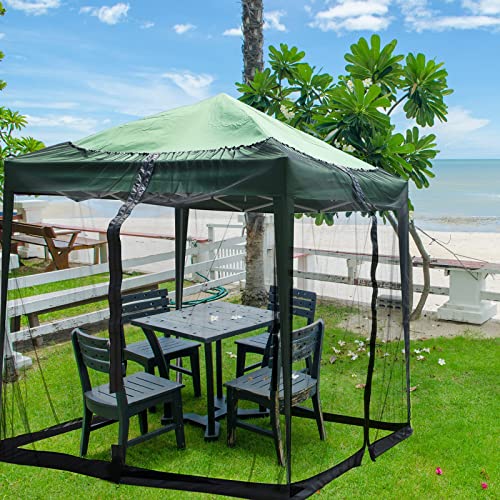 LooDro Square Patio Umbrella Mosquito Nets 10 x 10 x 7.5ft,Polyester Umbrella Netting with Zipper Door and Adjustable Rope,Fits 8-10ft Outdoor Umbrellas and Patio Tables (Black)
