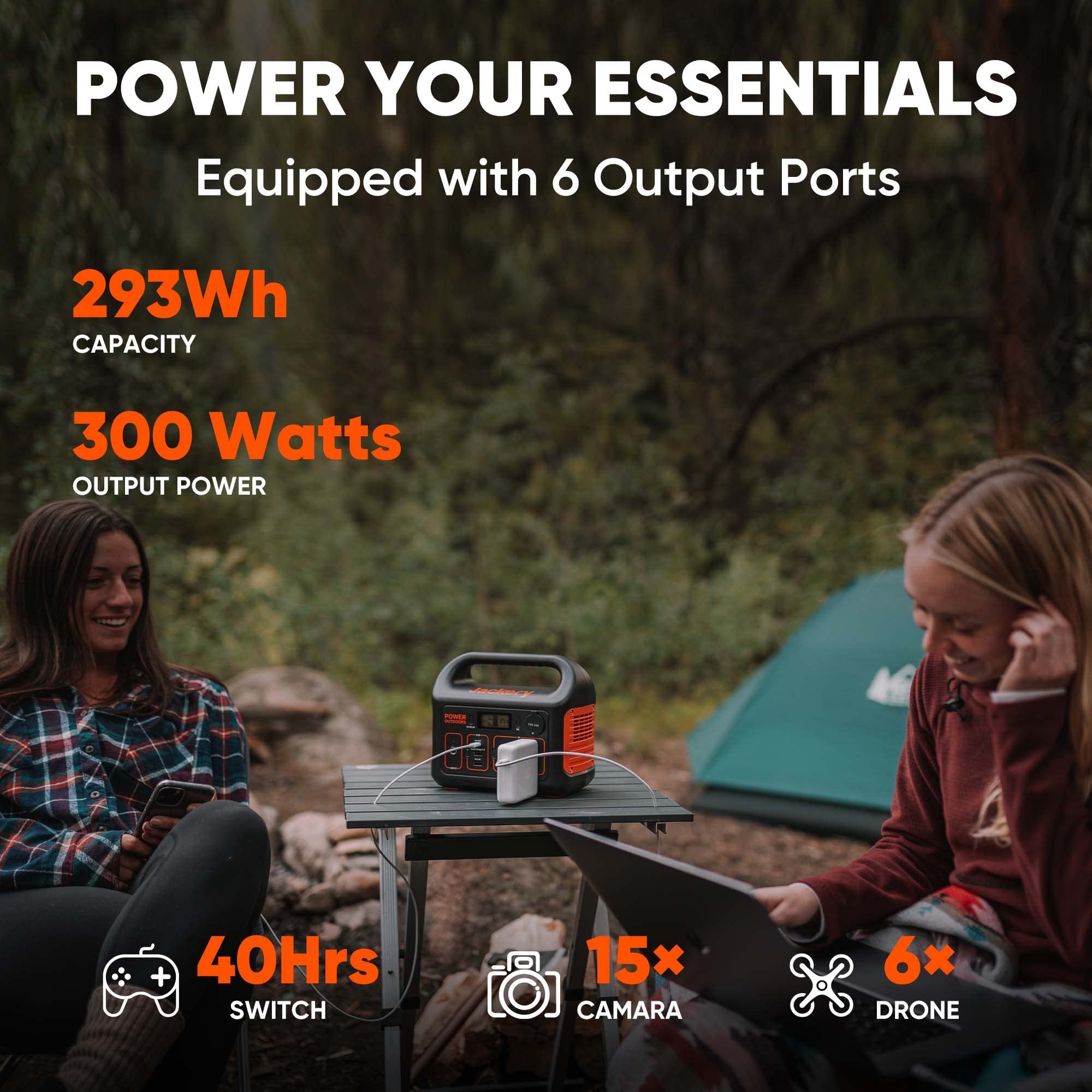 Explore 300 Portable Power Station + 1XSolarSaga 100W： Jackery Portable Solar Generator for Outdoor Adventure Car Camping