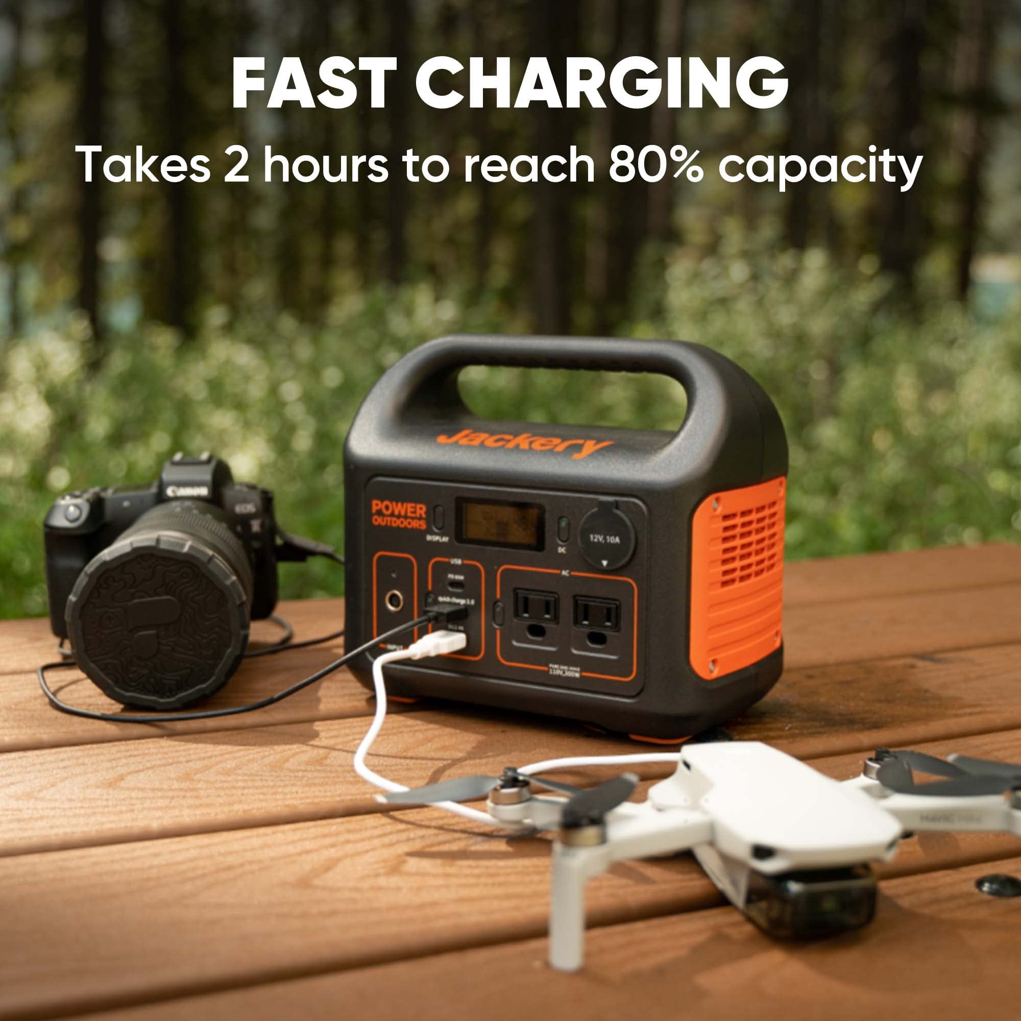 Explore 300 Portable Power Station + 1XSolarSaga 100W： Jackery Portable Solar Generator for Outdoor Adventure Car Camping