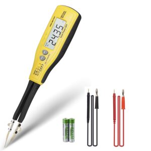 digital smd tester - auto ranging 6000 count, handheld mini dmm resistance ohmmeter, capacitance diode continuity battery test, portable tweezers smd reader (annmeter an-990c)
