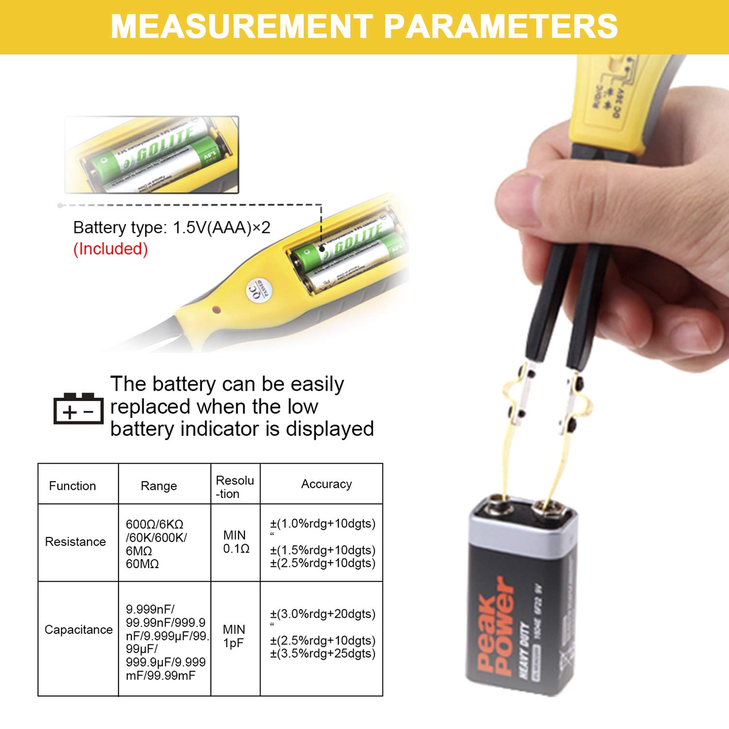 Digital SMD Tester - Auto Ranging 6000 Count, Handheld Mini DMM Resistance Ohmmeter, Capacitance Diode Continuity Battery Test, Portable Tweezers SMD Reader (ANNMETER AN-990C)