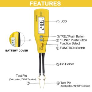 Digital SMD Tester - Auto Ranging 6000 Count, Handheld Mini DMM Resistance Ohmmeter, Capacitance Diode Continuity Battery Test, Portable Tweezers SMD Reader (ANNMETER AN-990C)