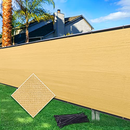 Cisvio 4ft x50ft Privacy Screen Fence Heavy Duty 170 GSM Wind Screen & dustproof Protective Covering Mesh Fencing for with Brass Grommets Outdoor Patio Lawn Garden Balcony Sand