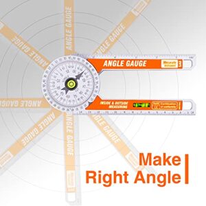 Mecurate Miter Saw Protractor, Inch/Metric Miter Protractor with Bobble Level, Miter Cut and Single Cut for Crown Molding