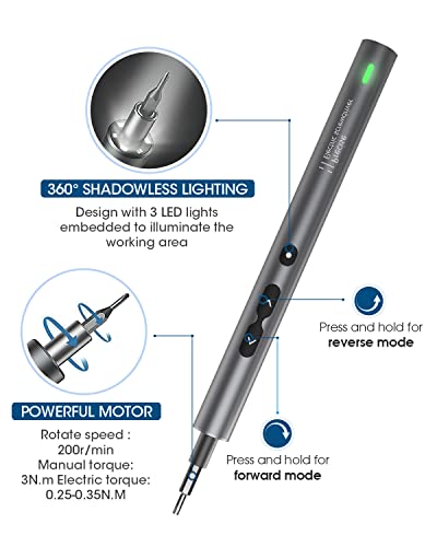 Kingsdun Mini Electric Screwdriver, 62 in 1 Cordless Precision Power Screwdriver with 48 Bits, Rechargeable Electrical Screwdriver Repair Tool Kit with LED Lights Magnetic Mat for Phones PC Laptops