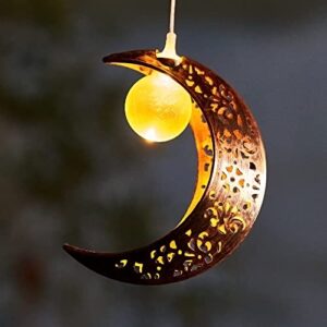 Tryme Solar Moon Wind Chimes Outdoor Solar Lights Windchimes Waterproof Hanging Decorations Gifts for Garden Patio Birthday Thanksgiving Home Party