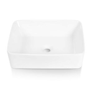 sinber 19" x 15" x 5.31" white rectangular ceramic countertop bathroom vanity vessel sink bvs1915a-ol
