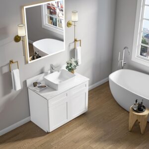 Sinber 19" x 15" x 5.31" White Rectangular Ceramic Countertop Bathroom Vanity Vessel Sink BVS1915A-OL