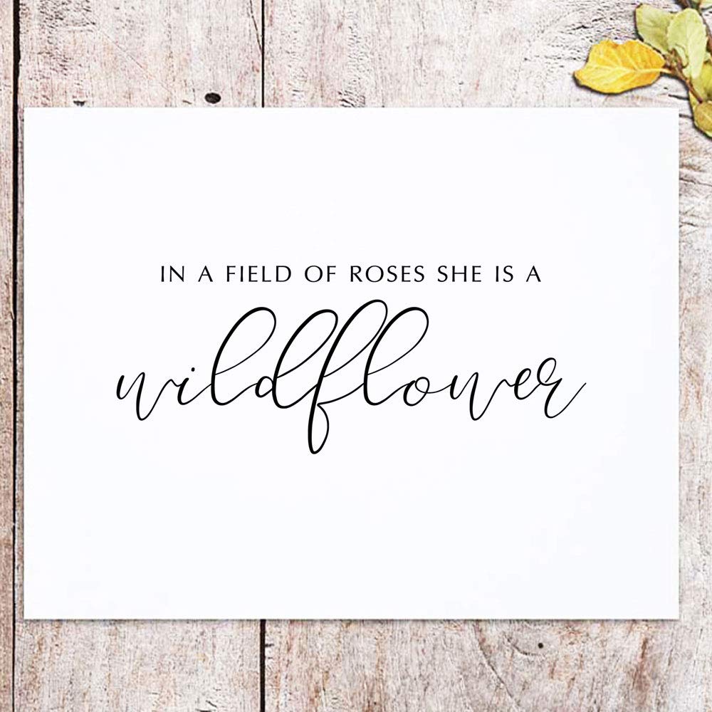 In a Field of Roses She is A Wildflower Print, Girl Nursery Prints, Girl Quotes, She is a Wildflower Wall Art, Quote Prints for Girl Baby, Nursery Wall Decor, No Frame (8X10 INCH)