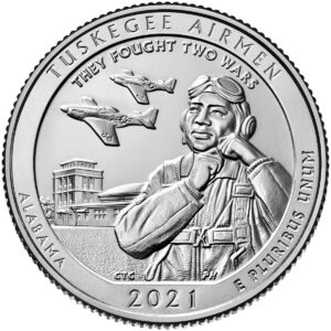 2021 s tuskegee airman national historical site, al quarter single quarter in air tite holder quarter uncirculated us mint