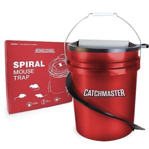 catchmaster spiral mouse trap for 5 gallon bucket, rat traps indoor & outdoor, humane mouse trap ramp & lid with rolling log, mice traps for home basement & garage, pet safe (bucket not included)