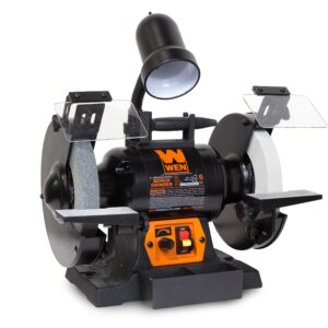 WEN BG4280 5-Amp 8-Inch Variable Speed Bench Grinder with Flexible Work Light, Black,orange