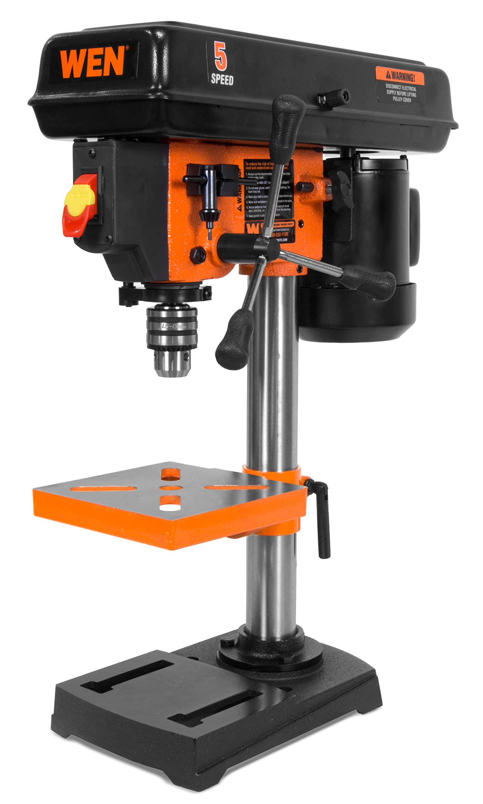 WEN 4206T 2.3-Amp 8-Inch 5-Speed Cast Iron Benchtop Drill Press,Black,Orange