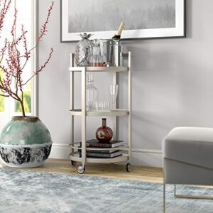 Henn&Hart 21" Wide Round Bar Cart in Satin Nickel, Bar Carts for the Home