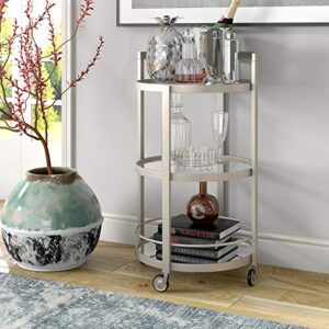 henn&hart 21" wide round bar cart in satin nickel, bar carts for the home