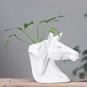 ChezMax Ceramic Succulent Planter Pot Horse Shaped Planter Ceramic Flower Cactus Container Pot for Garden Decorative Indoor Plants